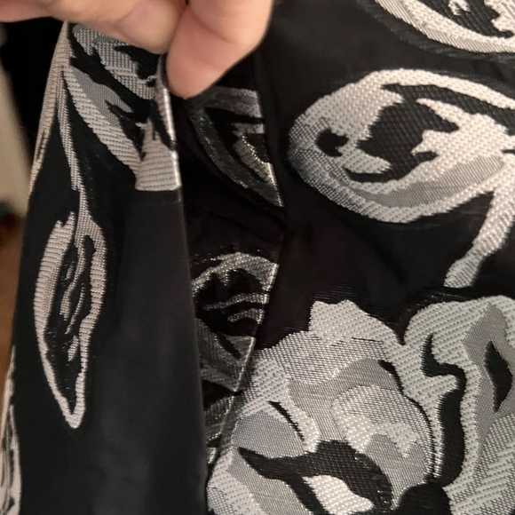 Lauren RL Size 14 Sleeveless Dress Black w Floral Brocade A-Line POCKETS V-Back - Picture 8 of 14